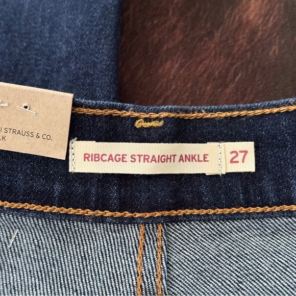 LEVI’s Distressed Ribcage Straight Ankle Jeans Size 27 Blue - Picture 6 of 13